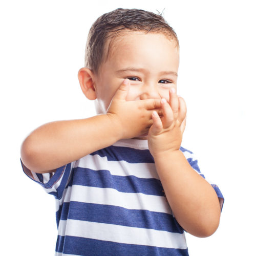 Child Covering His Mouth On A White Background kid eating happy omega-3 norsan jelly jellies